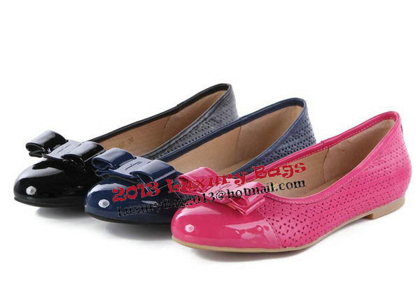 Salvatore Ferragamo Patent Leather Ballerina Flat FL0395 Blue