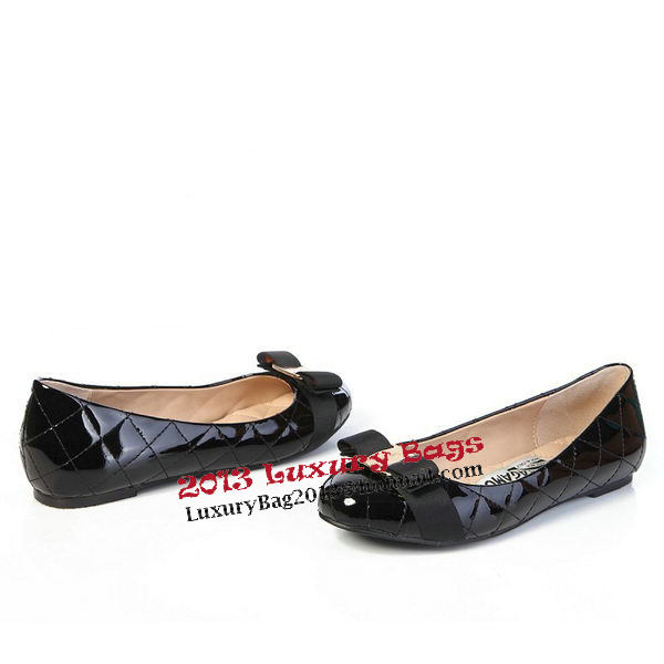 Salvatore Ferragamo Patent Leather Ballerina Flat FL0402 Black