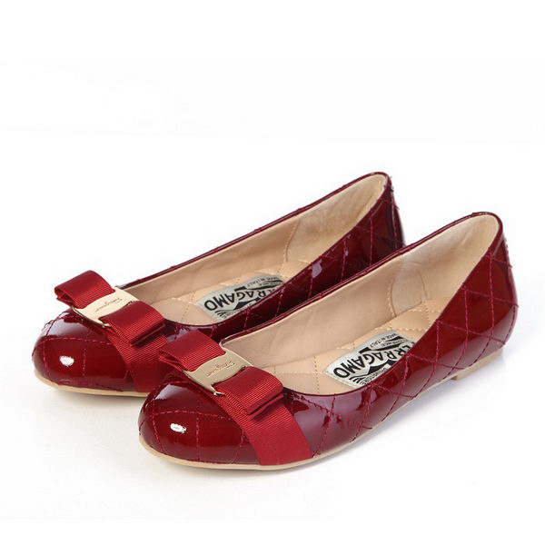 Salvatore Ferragamo Patent Leather Ballerina Flat FL0402 Burgundy