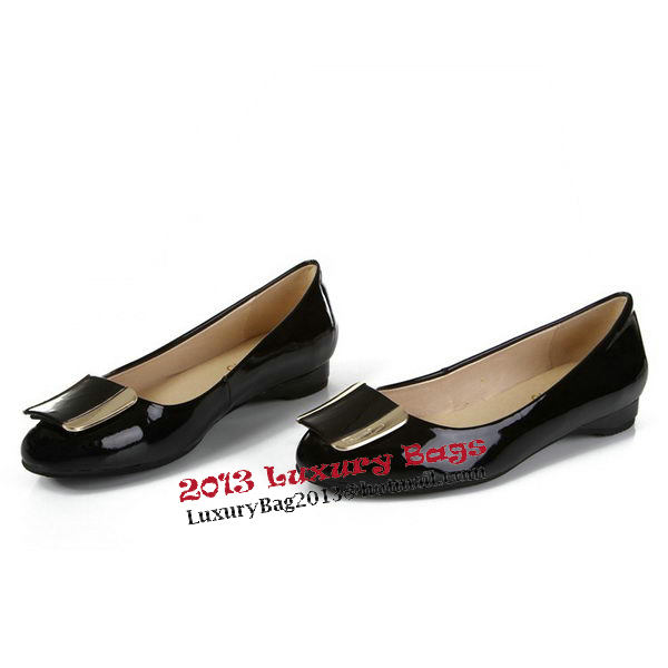 Salvatore Ferragamo Patent Leather Ballerina Flat FL0404 Black