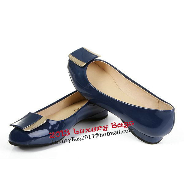 Salvatore Ferragamo Patent Leather Ballerina Flat FL0404 Blue