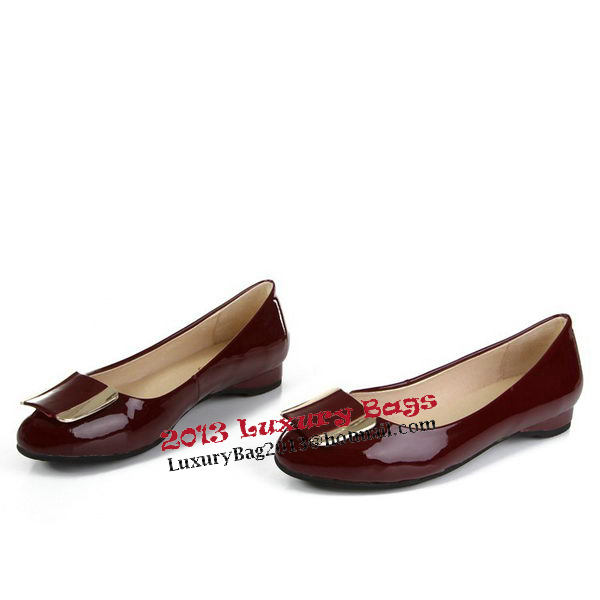 Salvatore Ferragamo Patent Leather Ballerina Flat FL0404 Burgundy