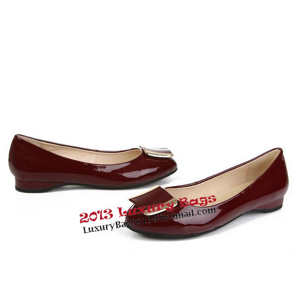 Salvatore Ferragamo Patent Leather Ballerina Flat FL0404 Burgundy