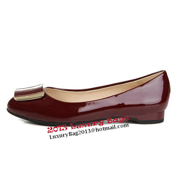 Salvatore Ferragamo Patent Leather Ballerina Flat FL0404 Burgundy