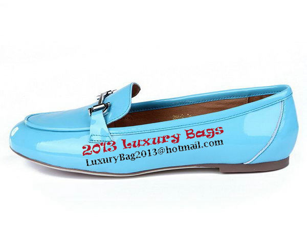 Salvatore Ferragamo Patent Leather Ballerina Flat FL0415 Blue