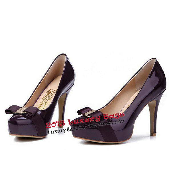 Salvatore Ferragamo Patent Leather Pump FL0418 Purple