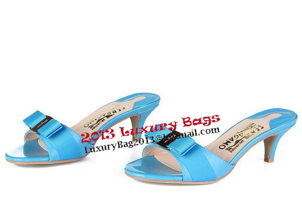 Salvatore Ferragamo Patent Leather Sandals FL0422 Blue