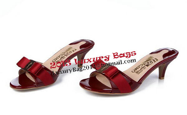 Salvatore Ferragamo Patent Leather Sandals FL0422 Burgundy