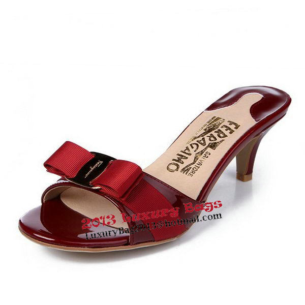 Salvatore Ferragamo Patent Leather Sandals FL0422 Burgundy