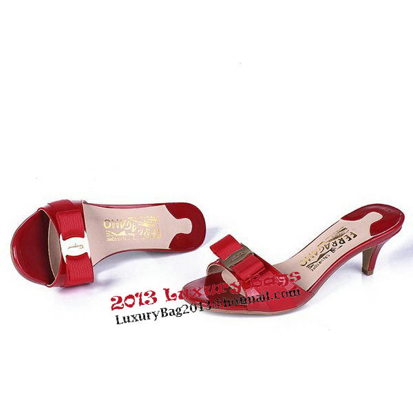 Salvatore Ferragamo Patent Leather Sandals FL0422 Red
