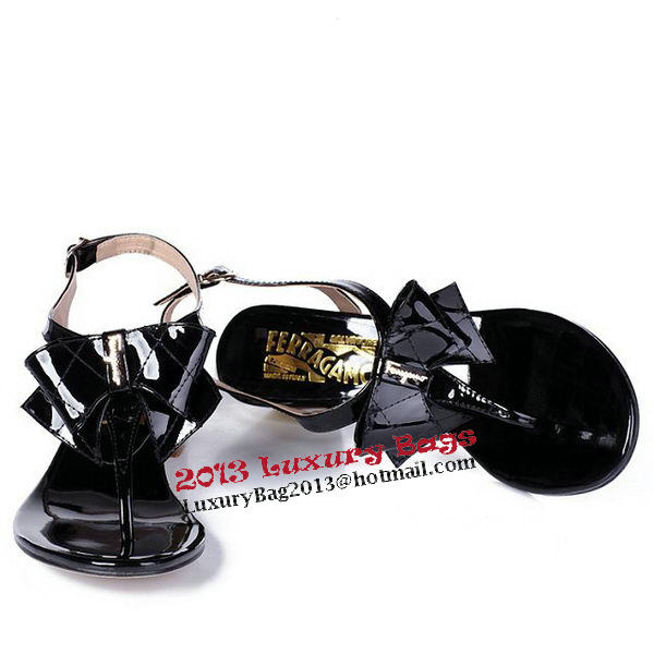 Salvatore Ferragamo Patent Leather Sandals FL0434 Black