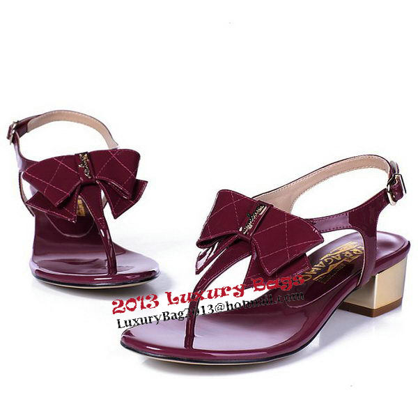 Salvatore Ferragamo Patent Leather Sandals FL0434 Burgundy