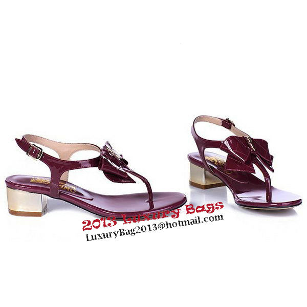 Salvatore Ferragamo Patent Leather Sandals FL0434 Burgundy