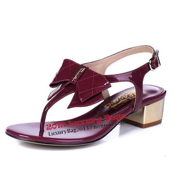 Salvatore Ferragamo Patent Leather Sandals FL0434 Burgundy