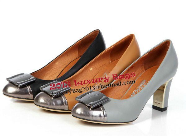 Salvatore Ferragamo Sheepskin Leather Pump FL0437 Grey