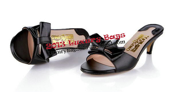 Salvatore Ferragamo Sheepskin Leather Sandals FL0412 Black