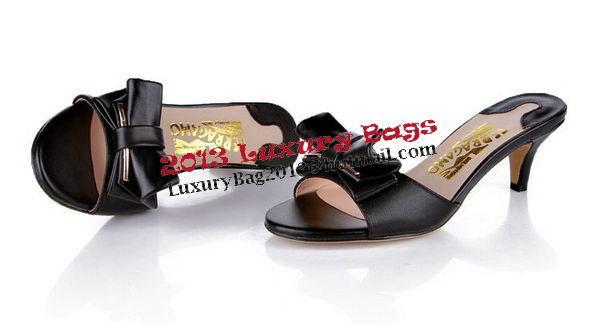 Salvatore Ferragamo Sheepskin Leather Sandals FL0412 Black