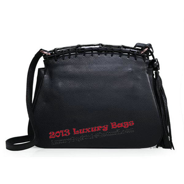 Gucci Nouveau Leather Shoulder Bag 347101 Black