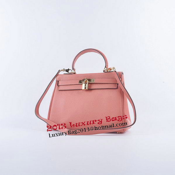 Hermes Kelly 28cm Shoulder Bags Light Pink Grainy Leather Gold