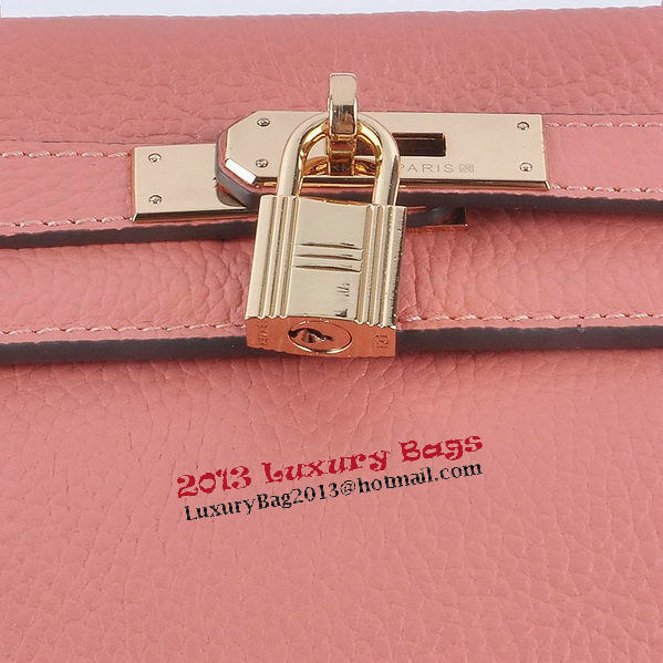 Hermes Kelly 28cm Shoulder Bags Light Pink Grainy Leather Gold