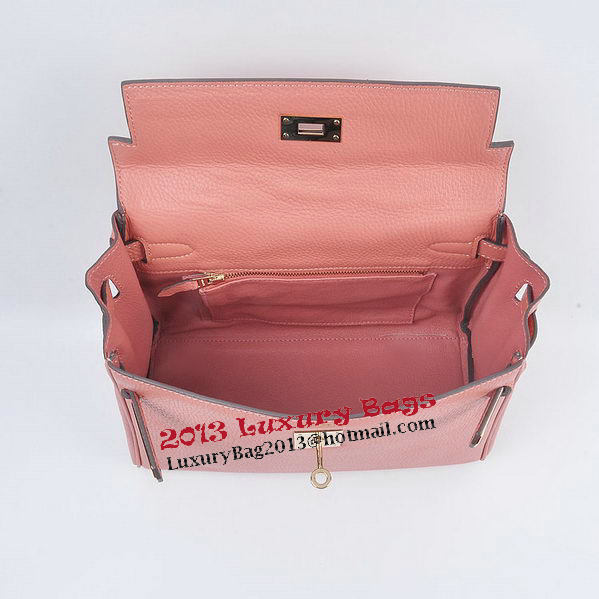 Hermes Kelly 28cm Shoulder Bags Light Pink Grainy Leather Gold