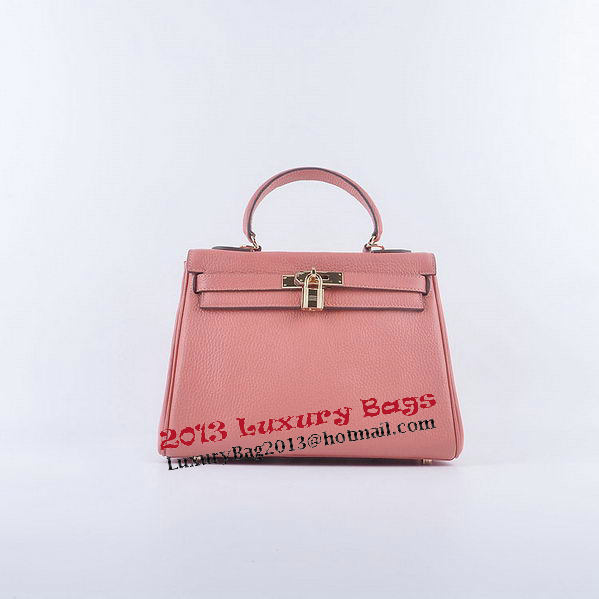 Hermes Kelly 28cm Shoulder Bags Light Pink Grainy Leather Gold