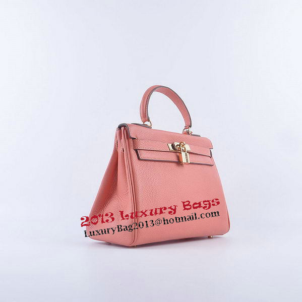 Hermes Kelly 28cm Shoulder Bags Light Pink Grainy Leather Gold