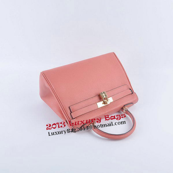 Hermes Kelly 28cm Shoulder Bags Light Pink Grainy Leather Gold