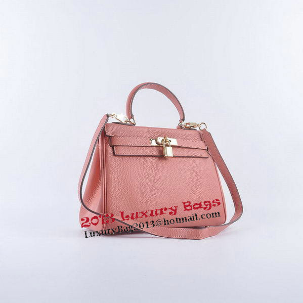 Hermes Kelly 28cm Shoulder Bags Light Pink Grainy Leather Gold