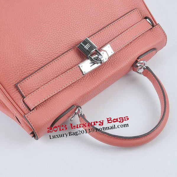 Hermes Kelly 28cm Shoulder Bags Light Pink Grainy Leather Silver