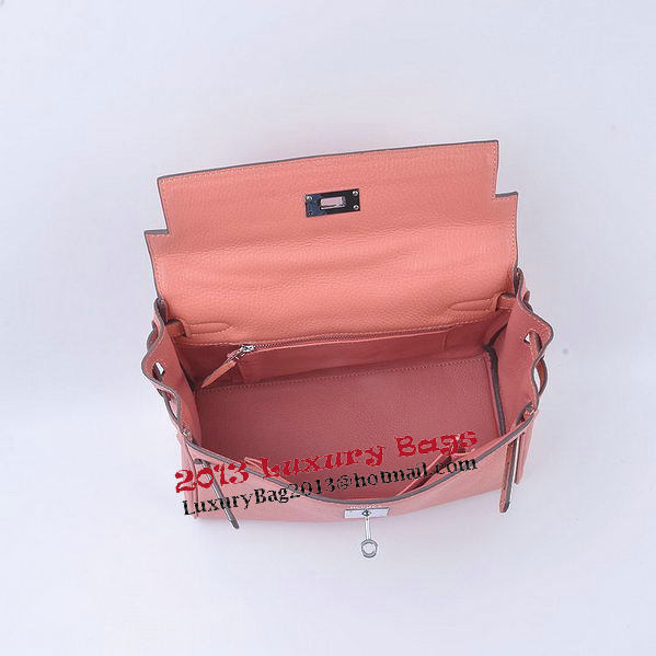 Hermes Kelly 28cm Shoulder Bags Light Pink Grainy Leather Silver