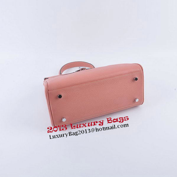 Hermes Kelly 28cm Shoulder Bags Light Pink Grainy Leather Silver