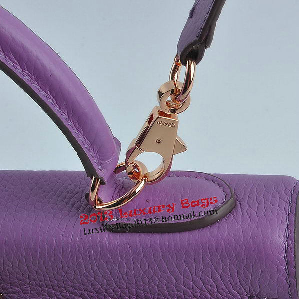 Hermes Kelly 28cm Shoulder Bags Purple Grainy Leather Gold