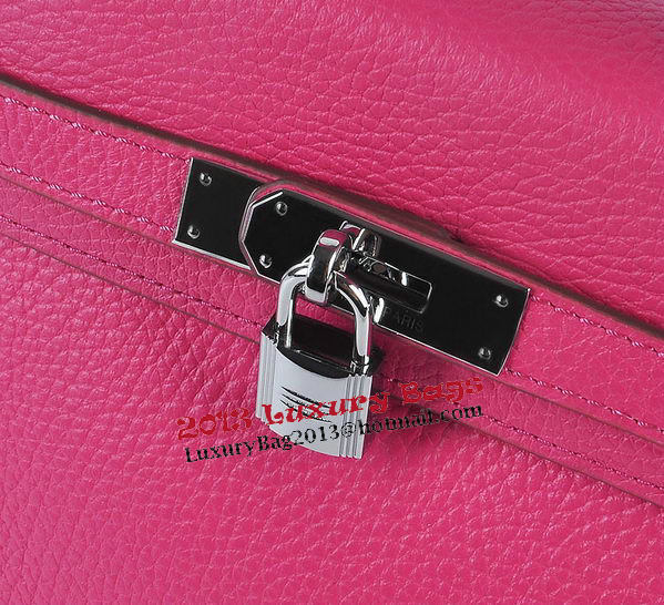 Hermes Kelly 28cm Shoulder Bags Rose Grainy Leather Silver