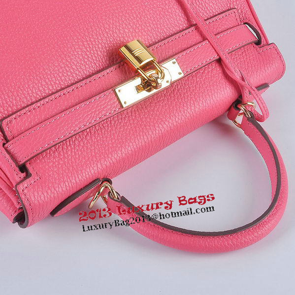 Hermes Kelly 28cm Shoulder Bags Rosy Grainy Leather Gold