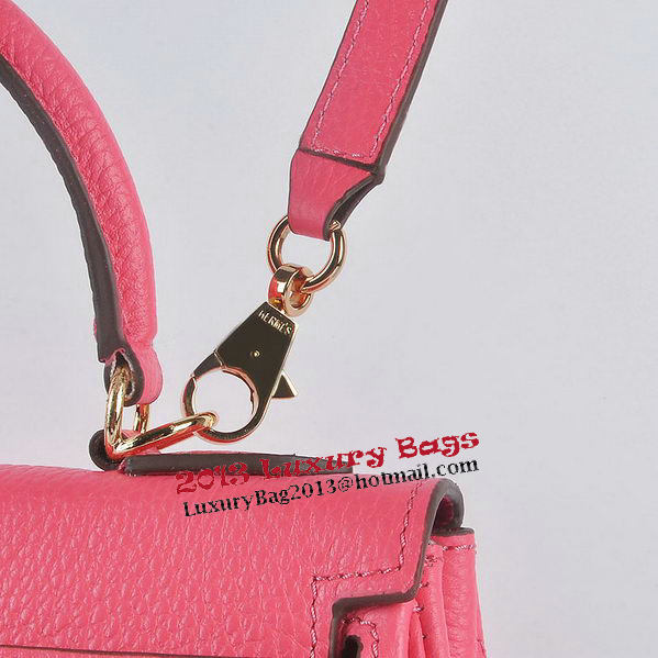 Hermes Kelly 28cm Shoulder Bags Rosy Grainy Leather Gold