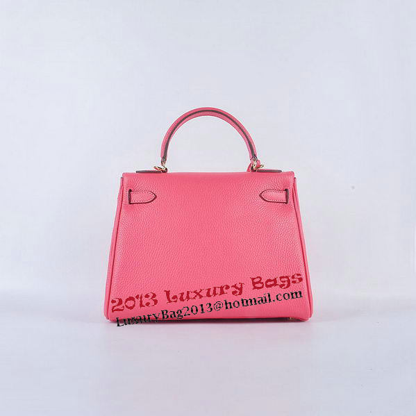 Hermes Kelly 28cm Shoulder Bags Rosy Grainy Leather Gold