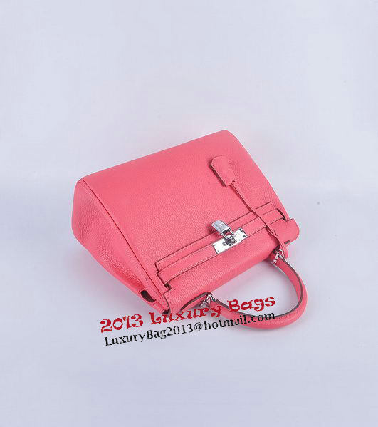 Hermes Kelly 28cm Shoulder Bags Rosy Grainy Leather Silver