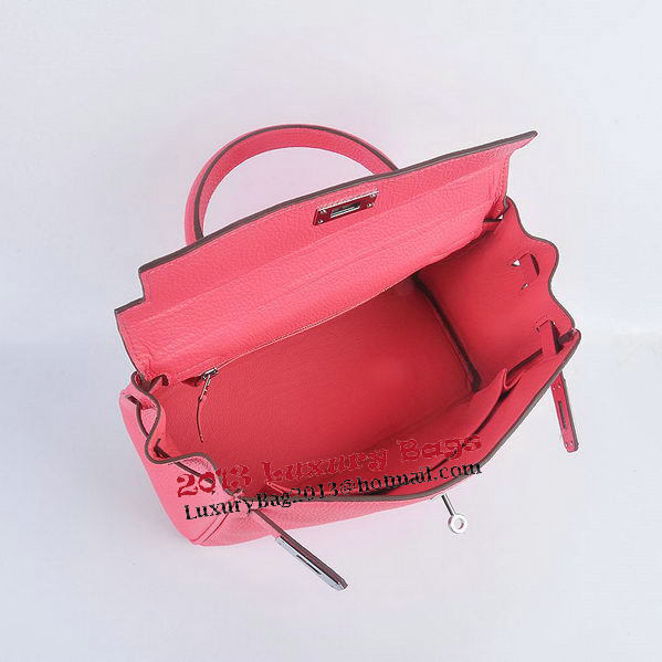 Hermes Kelly 28cm Shoulder Bags Rosy Grainy Leather Silver