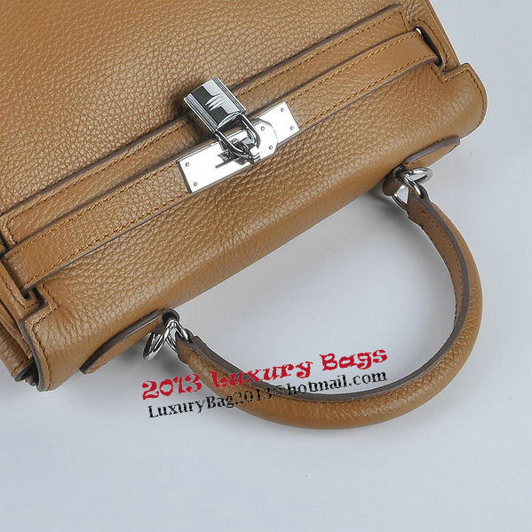 Hermes Kelly 28cm Shoulder Bags Wheat Grainy Leather Silver