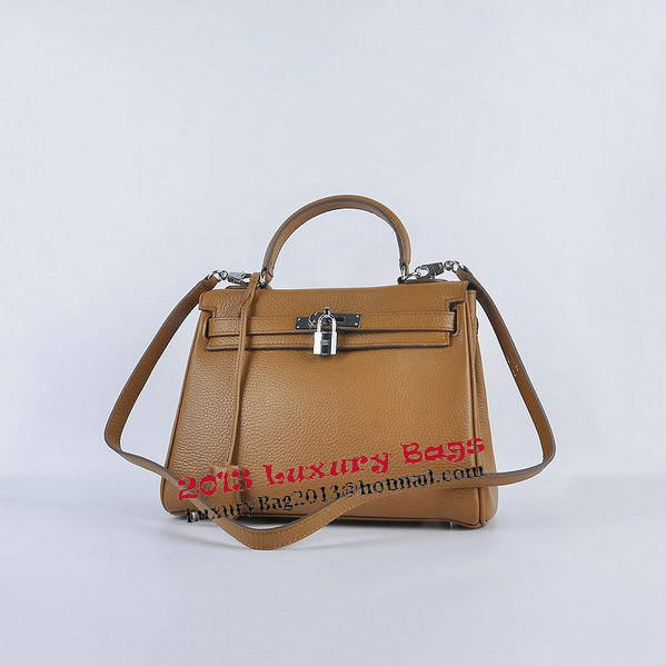 Hermes Kelly 28cm Shoulder Bags Wheat Grainy Leather Silver