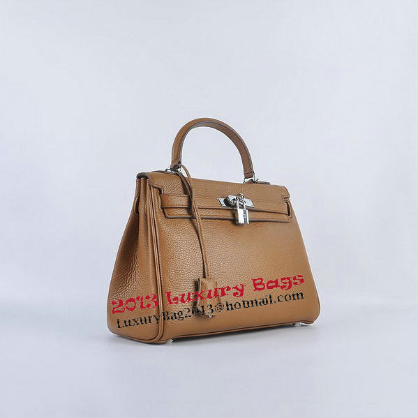 Hermes Kelly 28cm Shoulder Bags Wheat Grainy Leather Silver