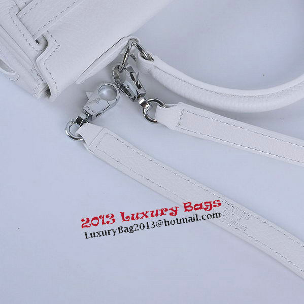 Hermes Kelly 28cm Shoulder Bags White Grainy Leather Silver