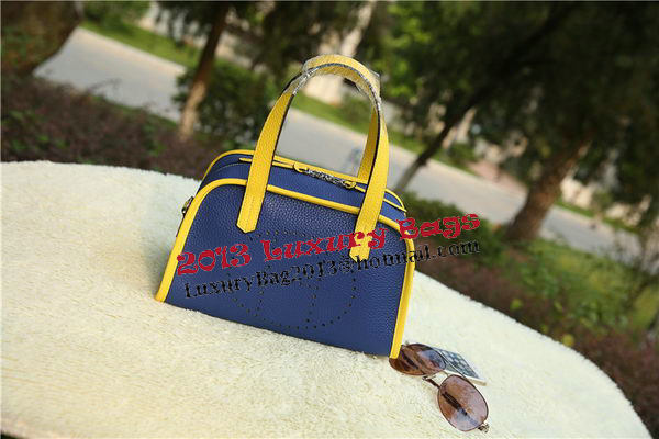 Hermes Boston Bag Grainy Leather H9898 Blue