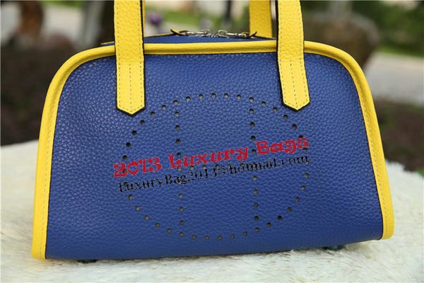 Hermes Boston Bag Grainy Leather H9898 Blue