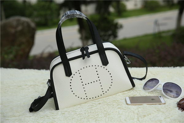 Hermes Boston Bag Grainy Leather H9898 White