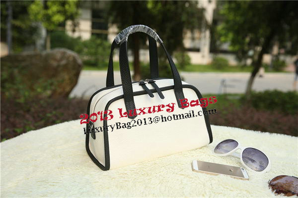 Hermes Boston Bag Grainy Leather H9898 White