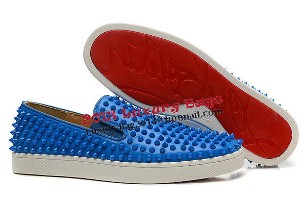 Christian Louboutin Casual Shoes Calfskin Leather CL827 Blue
