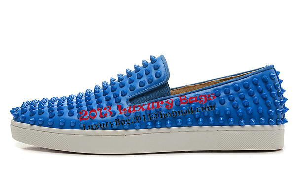 Christian Louboutin Casual Shoes Calfskin Leather CL827 Blue