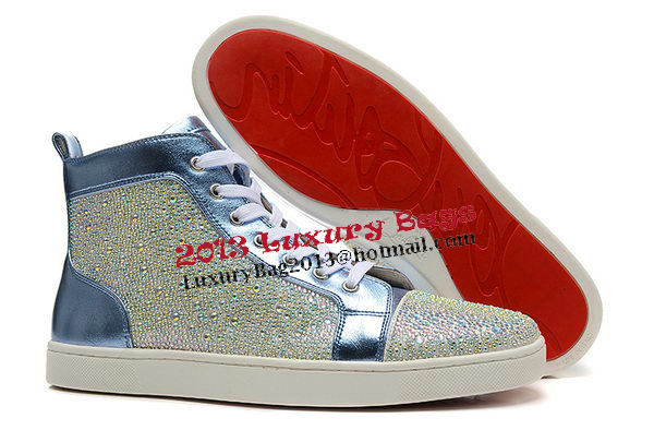 Christian Louboutin Casual Shoes Calfskin Leather CL828 Light Blue